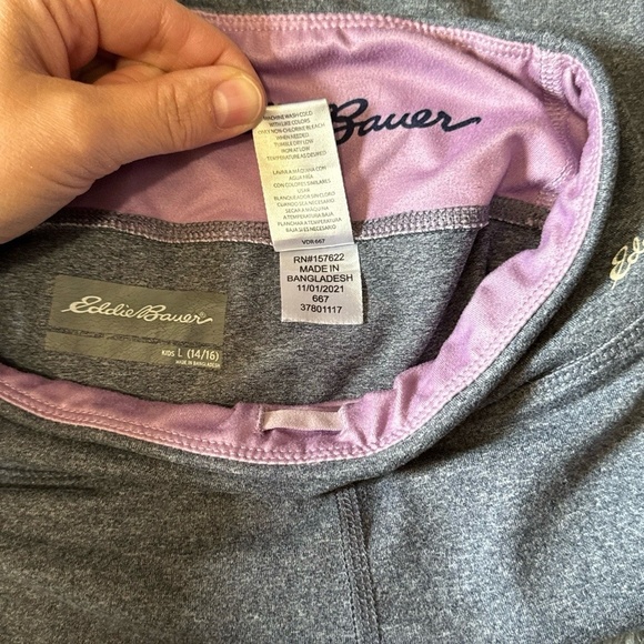 Eddie Bauer Capri Leggings Youth Girls L 14/16 Heather Grey Active Stretch - Picture 3 of 4